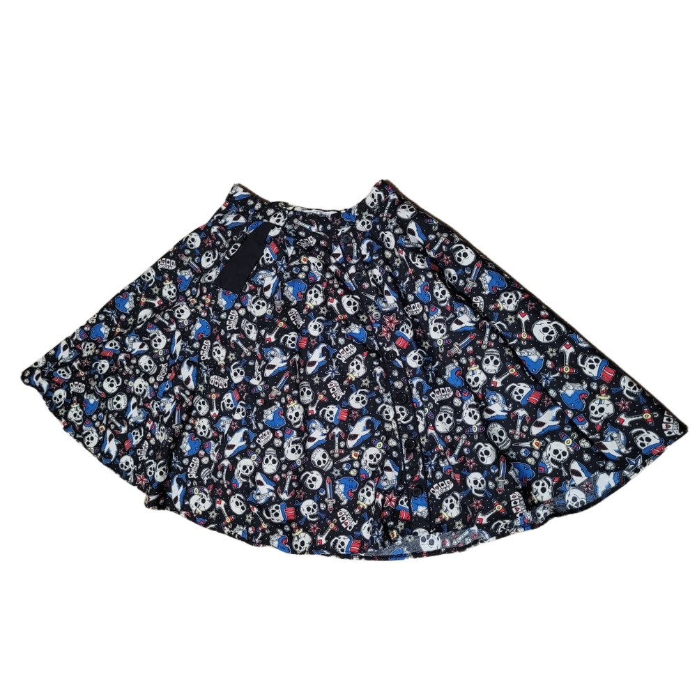 Hell Bunny Vixen Rockabilly Skull Shark Rock Skirt EUC L